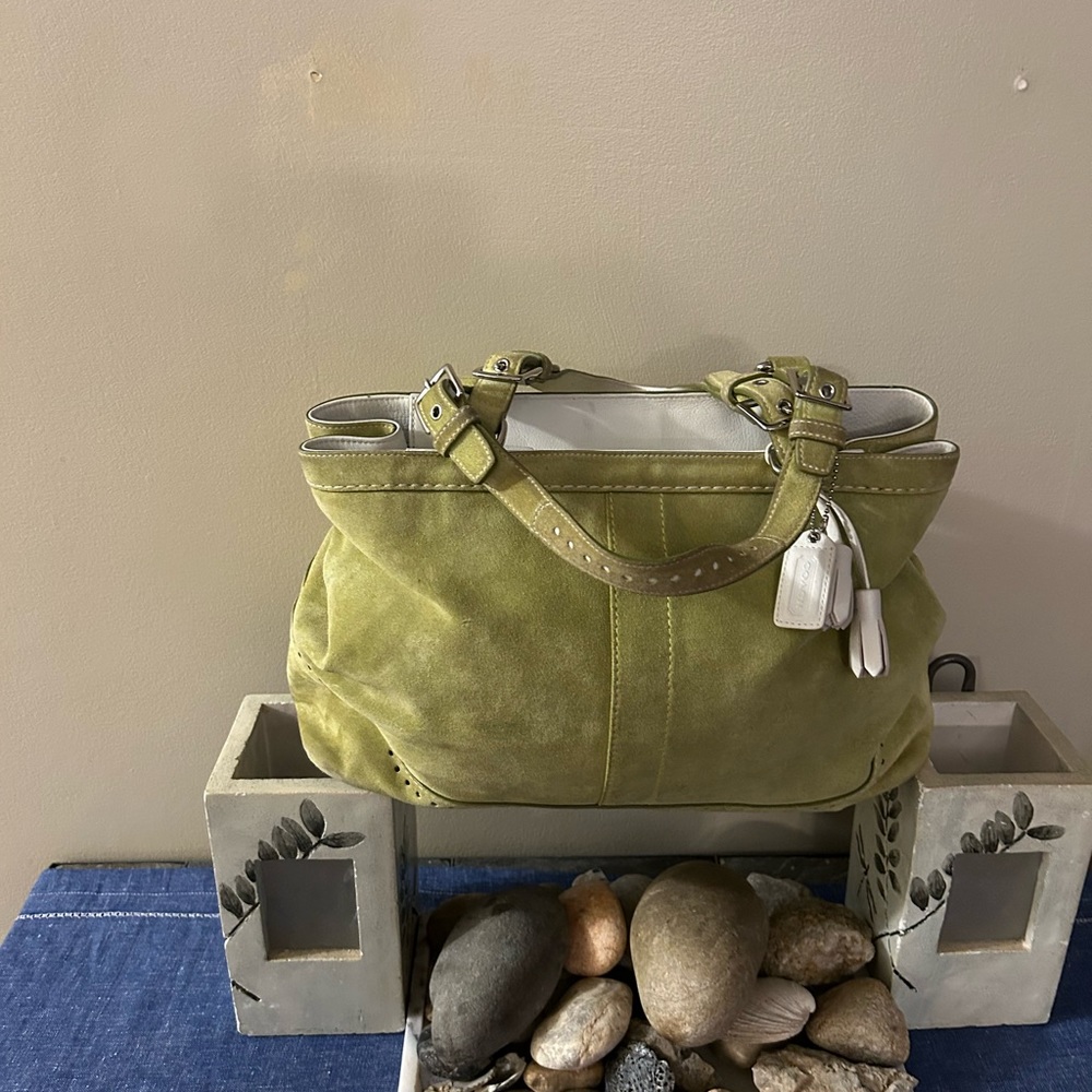 RARE COACH LEATHER AND SUEDE BAG - Picture 7 of 8
